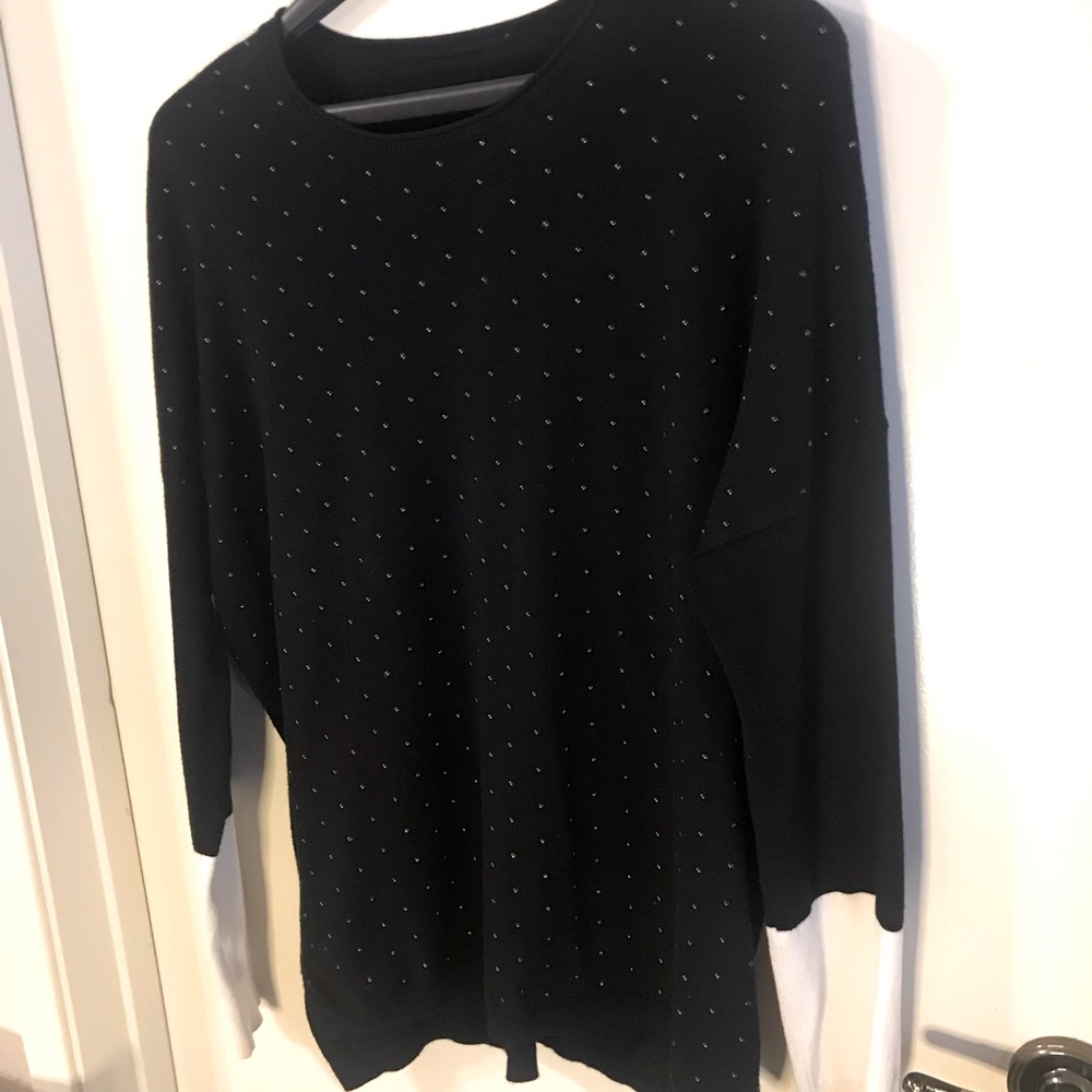 Prophecy Black Embellished Sweater Long sleeve Color Blocked